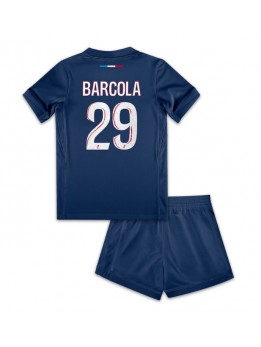 Paris Saint-Germain Bradley Barcola #29 Heimtrikotsatz für Kinder 2024-25 Kurzarm (+ Kurze Hosen)